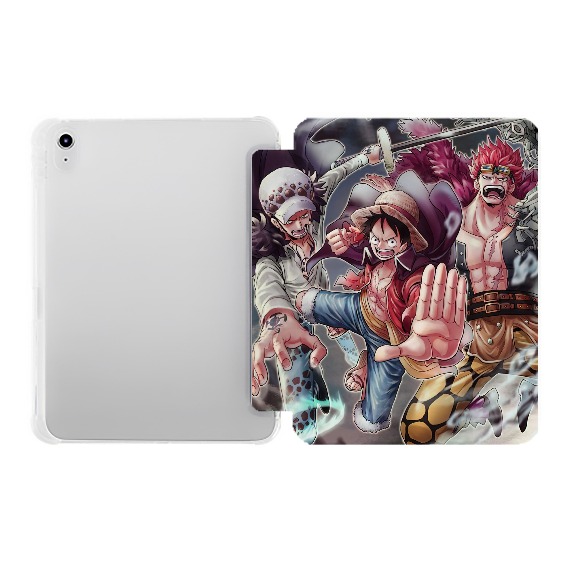 （画像用） ワンピース ONE PIECE IPad ケース ペン収納付き 三つ折りスタンド PUレザー×シリコン 対応機種9.5/10.5/10.9インチ